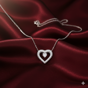 925 Sterling Silver Heart Shape Pendant Necklace with Adjustable Length